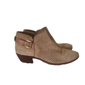 SAM Edelman PAULA perforated leather ankle boots size US 8 M buckle accent